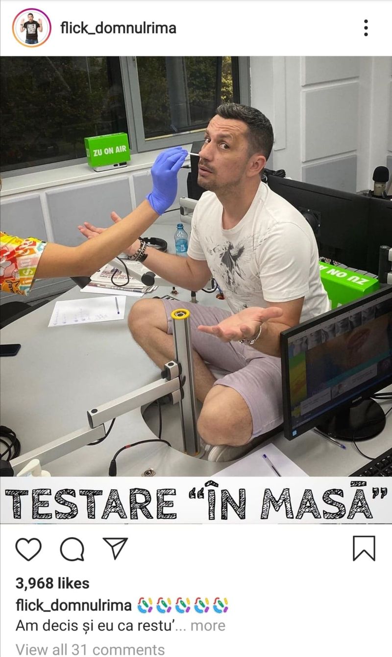 Testare în masă la un post de radio din România, după ce un angajat s-a infectat cu COVID-19. Anunțul făcut de Flick Domnul Rimă