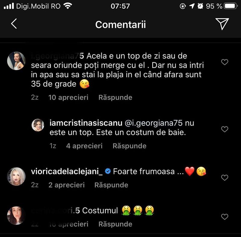 Cristina Șișcanu a stârnit controverse în mediul online. Costumul de baie al vedetei, luat în vizor de fani: ”Parcă e făcut din material de canapea”