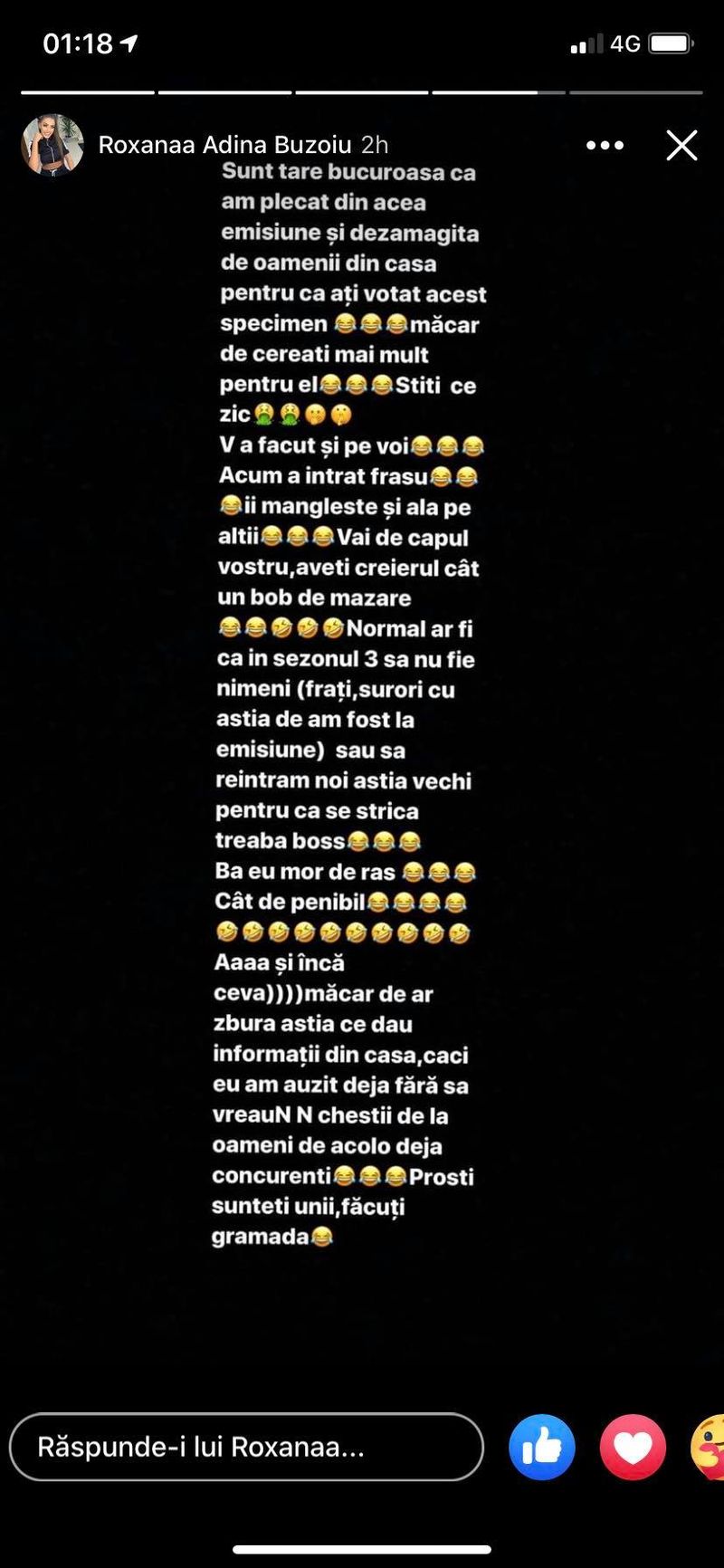 Roxana Buzoiu, reacție acidă după Marea Finală Puterea Dragostei