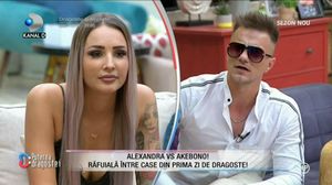 Scandal la Puterea dragostei din prima zi. Alexandra l-a dat de gol pe Akebono în fața tuturor: „Minți! Tu îmi scriai, tu mă sunai...”