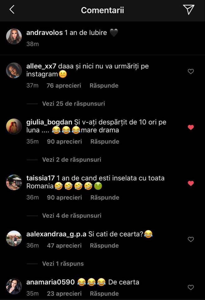 Comentariile fanilor, la poza ștearsă de Andra Volos