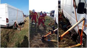 Accident microbuz-căruță