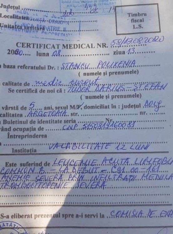 Ștefănel, diagnosticat cu leucemie, are nevoie de ajutor!