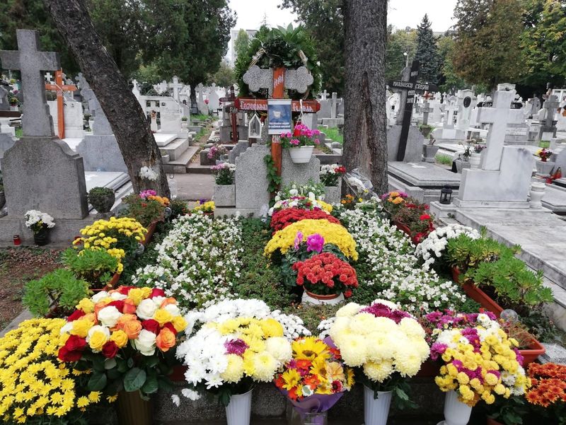 Mormantul lui Mihai Constantinescu, acoperit de flori