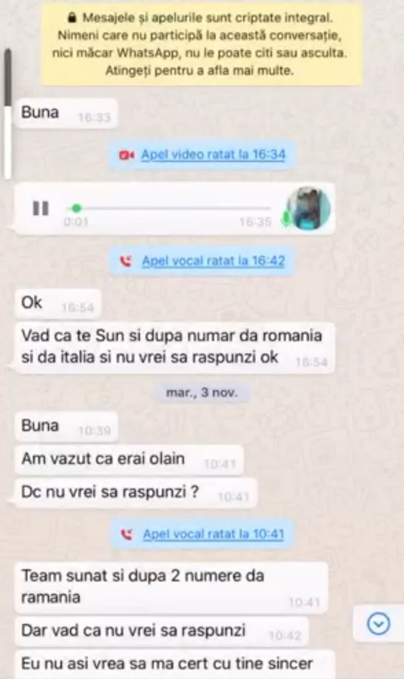 Mesajul de amenințare primit de Simina mesaje