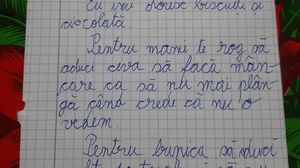 Scrisoarea emoționantă către Moș Crăciun