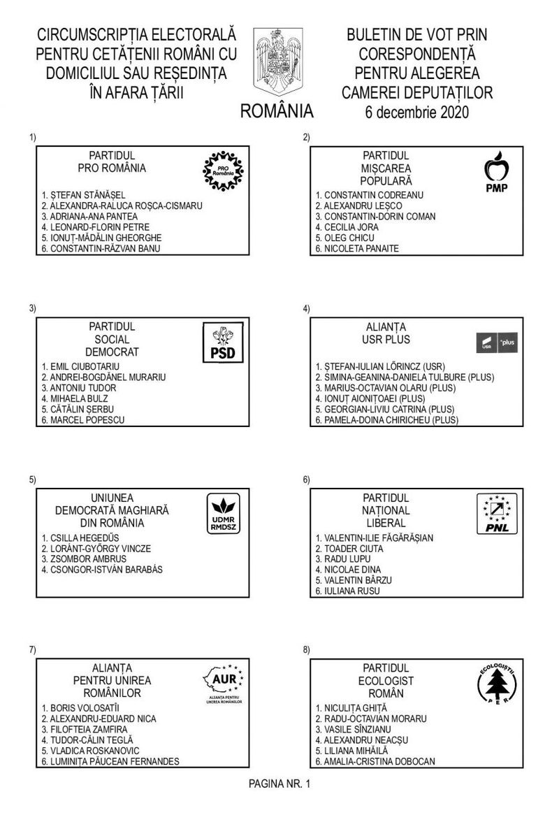 Cum arată buletinul de vot