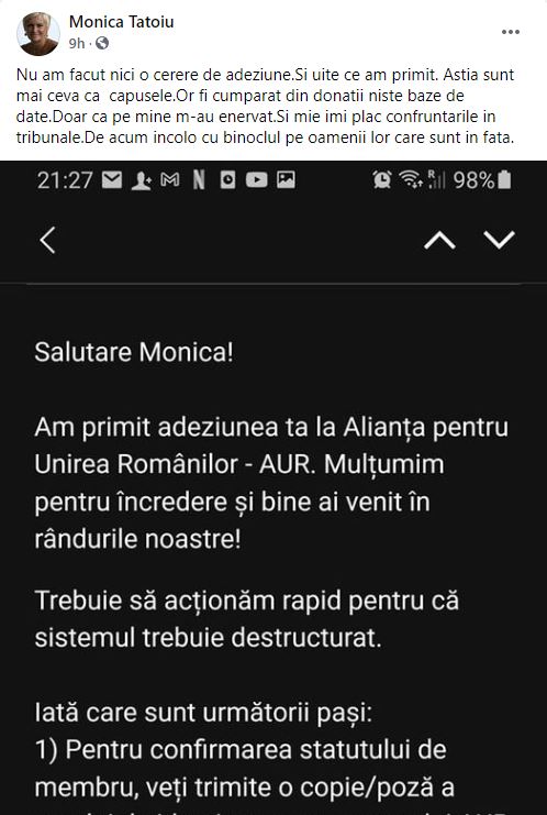 Monica Tatoiu mesaj