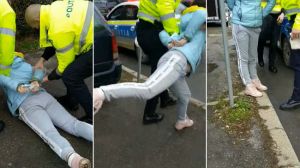 O orădeancă a fost încătușată de polițiști, pentru că nu purta mască