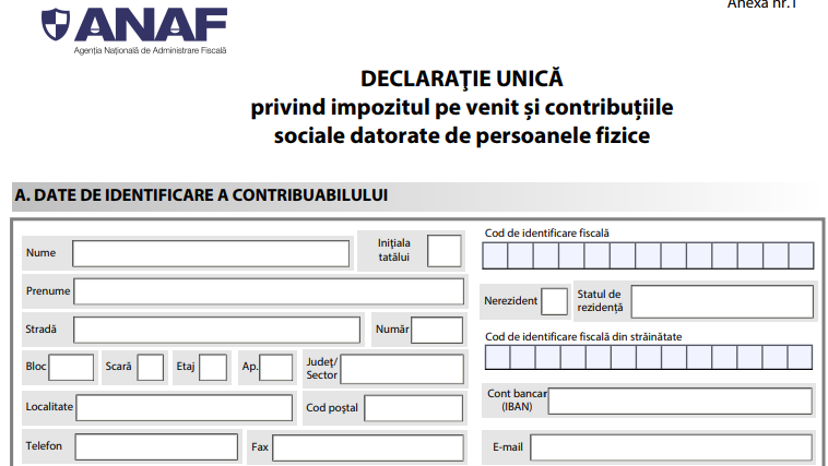 Declaratie unica ANAF