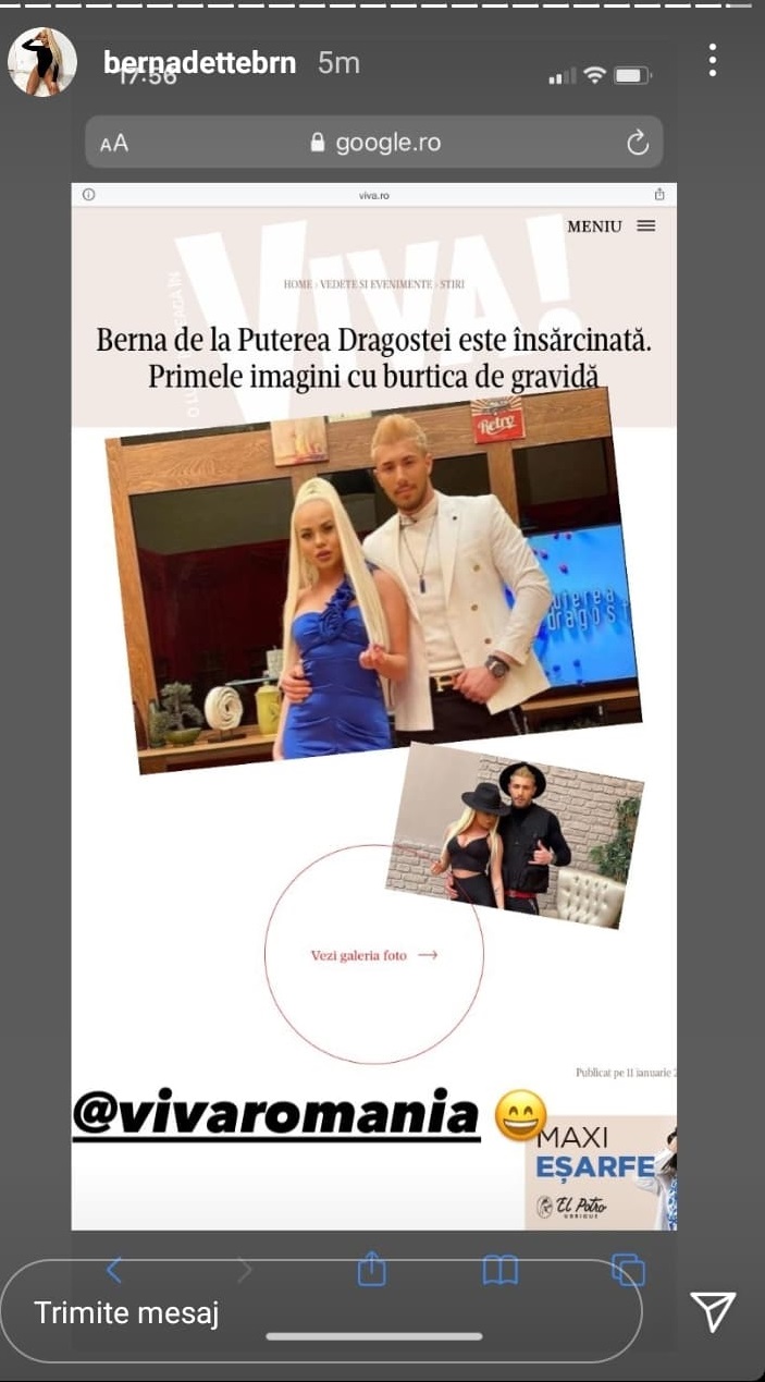 Prima reacție a bernei despre sarcină  Berna de la Puterea dragostei