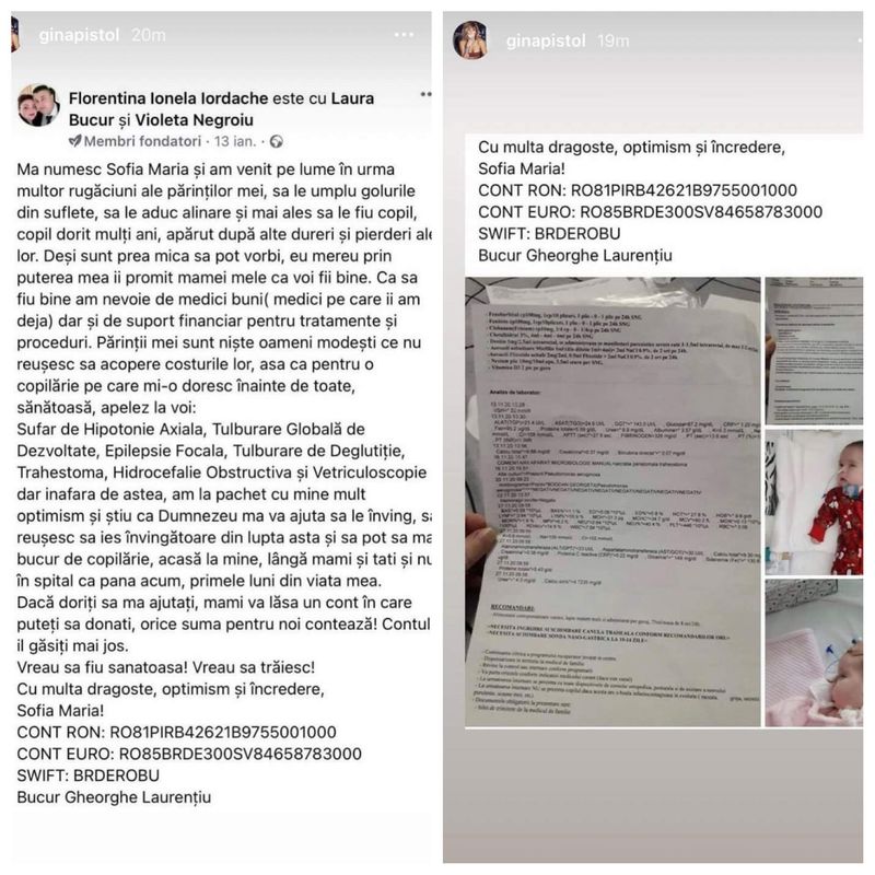 Gina Pistol a postat povestea micuței