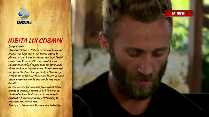 Cosmin Stanciu de la Survivor România, emoționat până la lacrimi de mesajul primit din partea iubitei sale, Laura