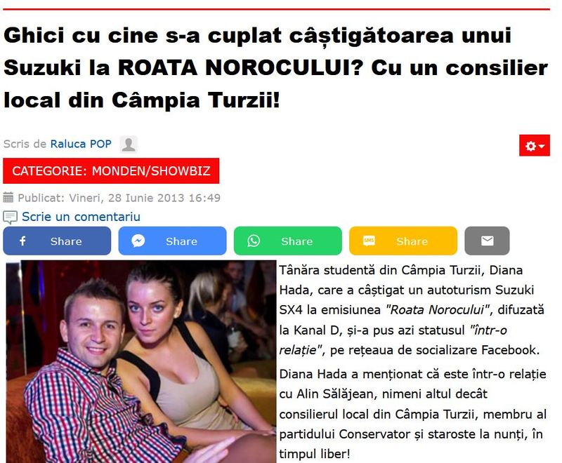 Alin Sălăjean și Diana, presa