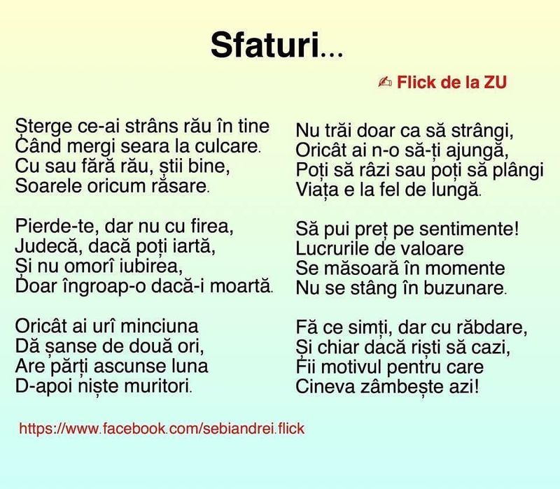 Cele mai frumoase poezii scrise de Flick, domnul Rimă Cele mai frumoase poezii scrise de Flick, domnul Rimă
