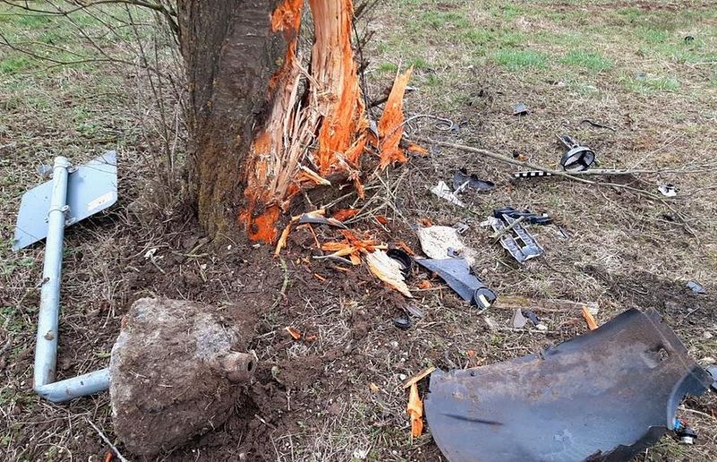 Șoferul mașinii a intrat brusc într-un copac