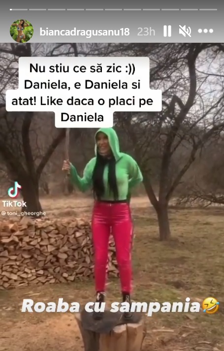 Captură video din videoclipul postat de Bianca Drăgușanu la InstaStory  bianca dragusanu