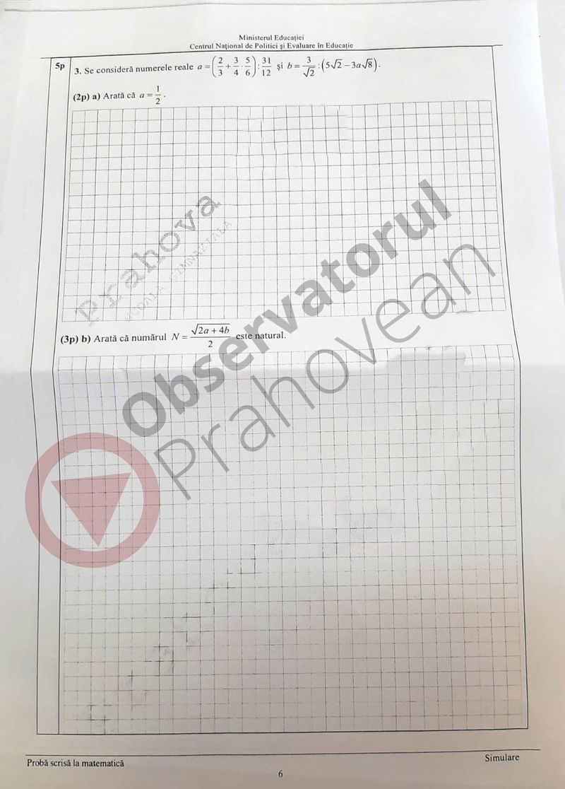 Subiecte simulare Matematică Evaluare Națională 2021