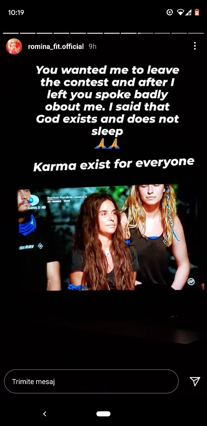 Romina, reacție acidă după eliminarea Mellinei de la Survivor România
