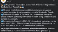 Programul metroului, autobuzelor și tramvaielor pe 1 și 2 mai 2021