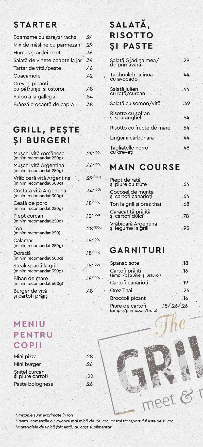 Meniu restaurant Dani Oțil