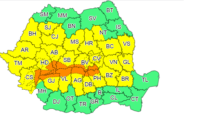 ANM anunță cod portocaliu de ploi