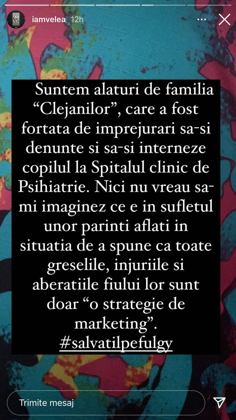 Postarea făcută de Alex Velea