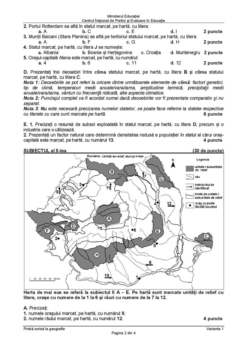 Subiecte BAC 2021. Proba la alegere: Geografie