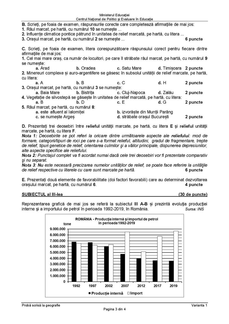 Subiecte BAC 2021. Proba la alegere: Geografie