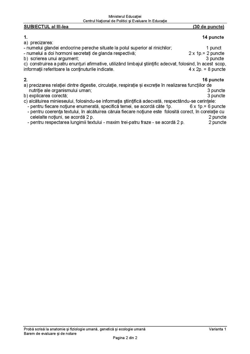Barem BAC 2021. Proba la alegere: Anatomie umană