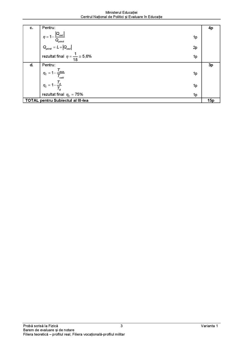Barem BAC 2021. Proba la alegere: Fizică - profil teoretic