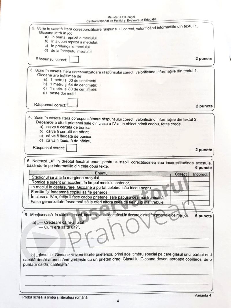 Subiecte Română la Evaluarea Națională 2021