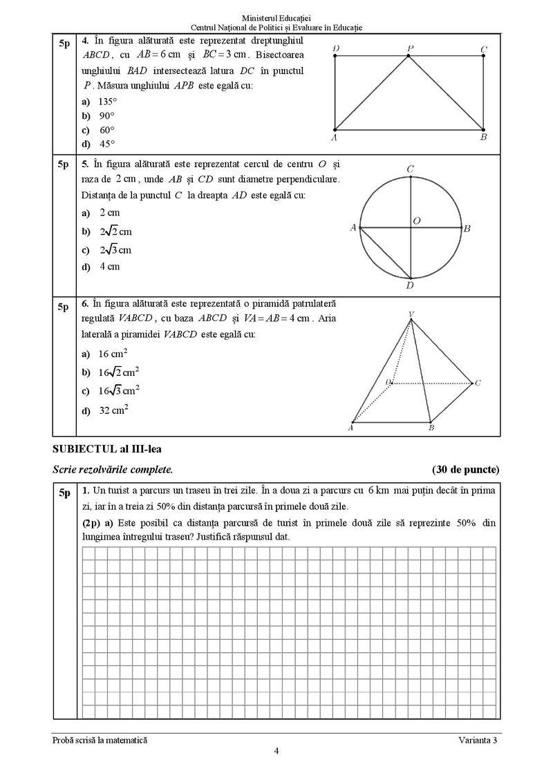 Subiecte Matematică Evaluare Națională 2021