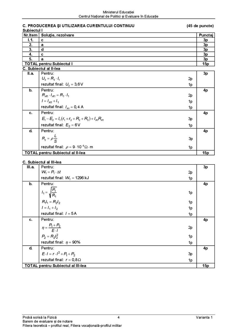 Barem BAC 2021. Proba la alegere: Fizică- profil teoretic