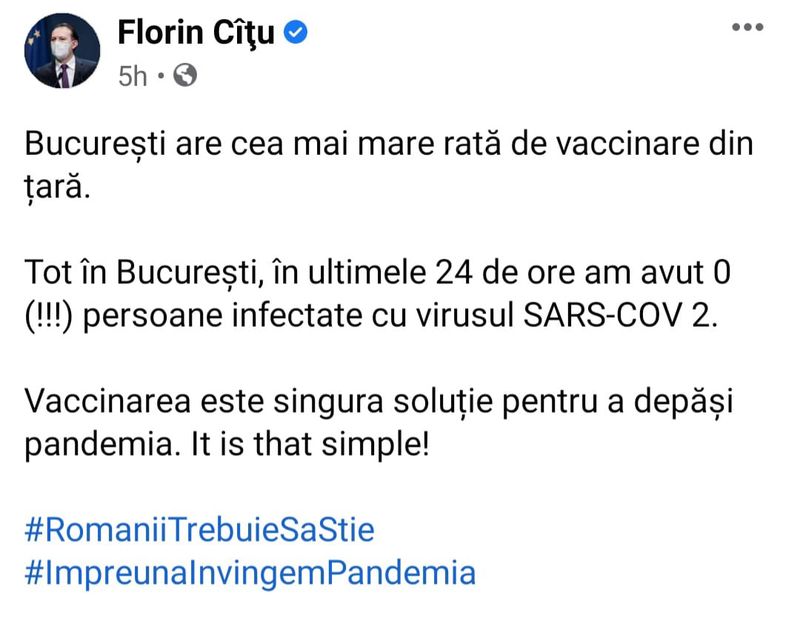 Ultimul bilanț al persoanelor infectate cu noul coronavirus a reprezentat o premieră pentru România.