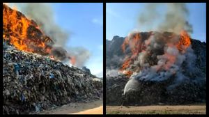 Incendiu la groapa de gunoi din Sighișoara