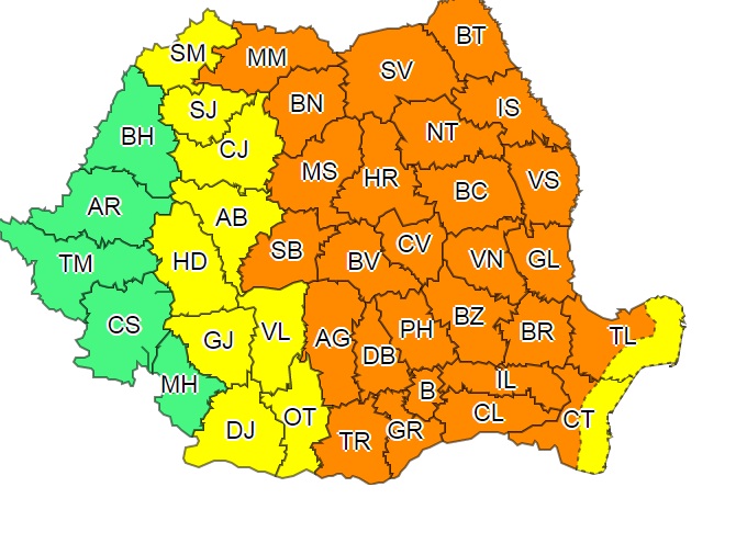 ANM a emis cod portocaliu de vijelii puternice