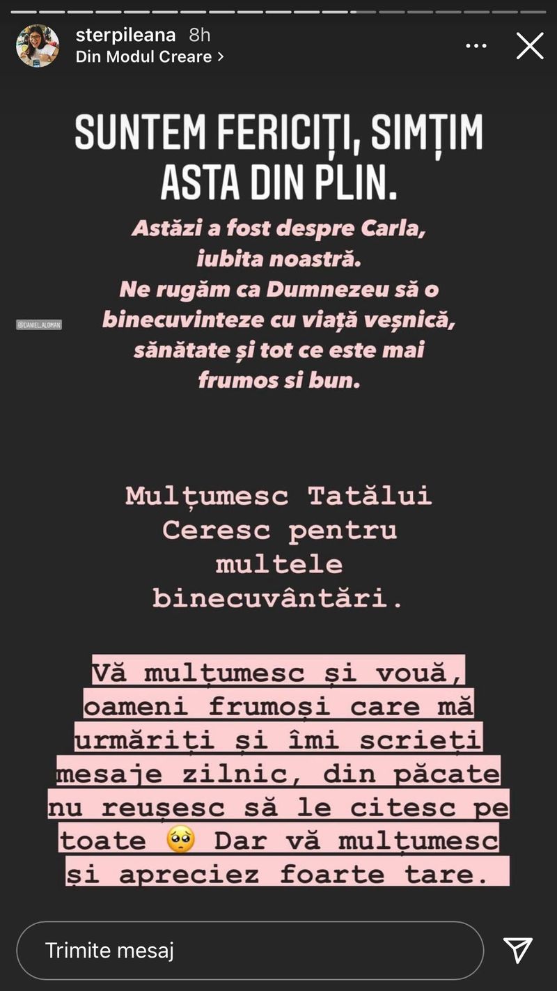 Mesajul postat de Ileana Sterp