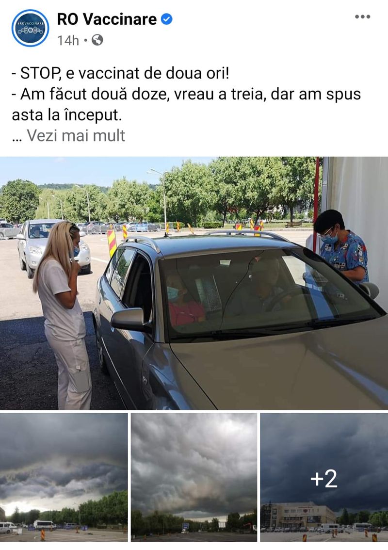 &nbsp;Un bărbat din Cluj a mers să se vaccineze cu a treia doză la un centru drive-thru.