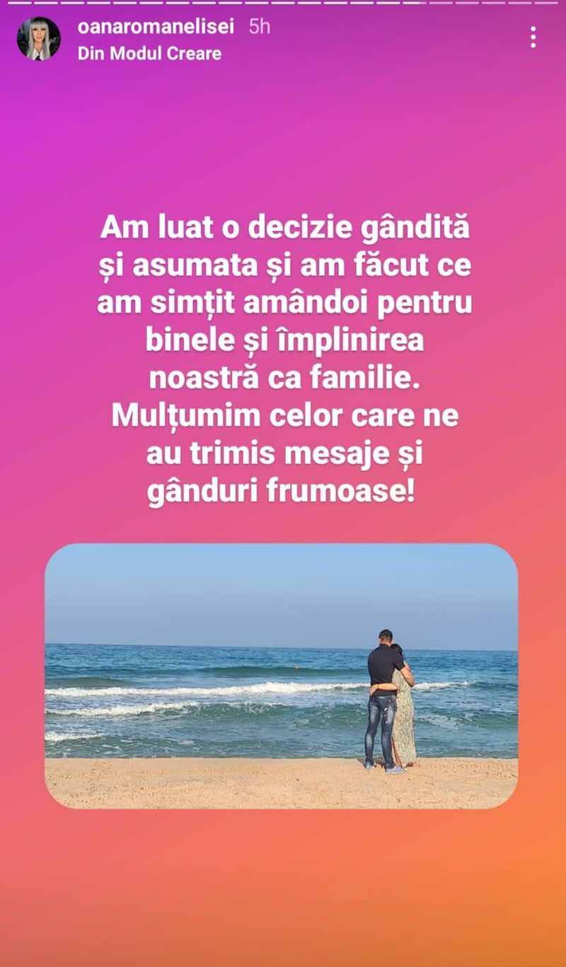 De ce s-au împăcat Oana Roman și Marius Elisei?