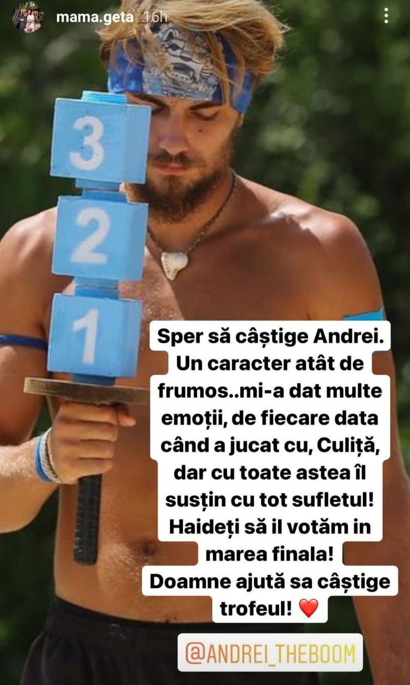 Mama Geta l-a susținut pe Andrei &icirc;n marea finală Survivor