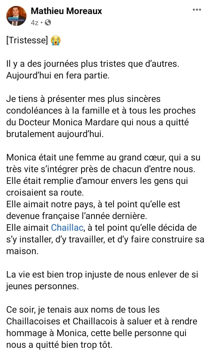 Reacția primarului din Chaillac la vestea morții medicului român