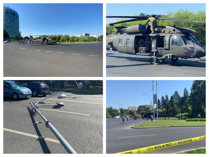 Elicopterul a blocat traficul din zonă