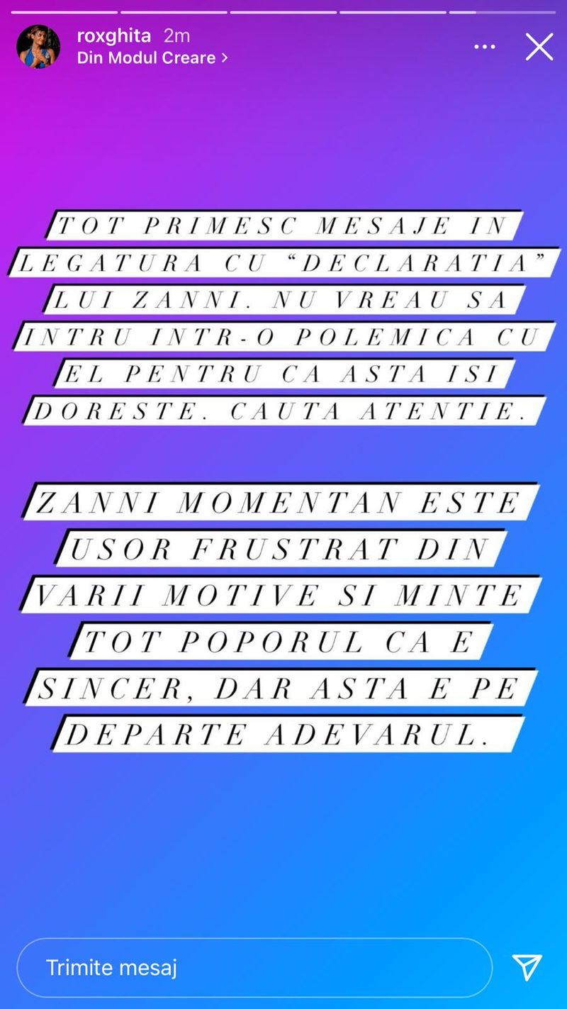 Roxana Ghiță a răbufnit la adresa lui Zanni