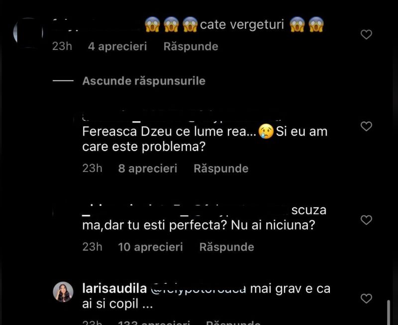 Comentariile de la fotografia Larisei Udilă