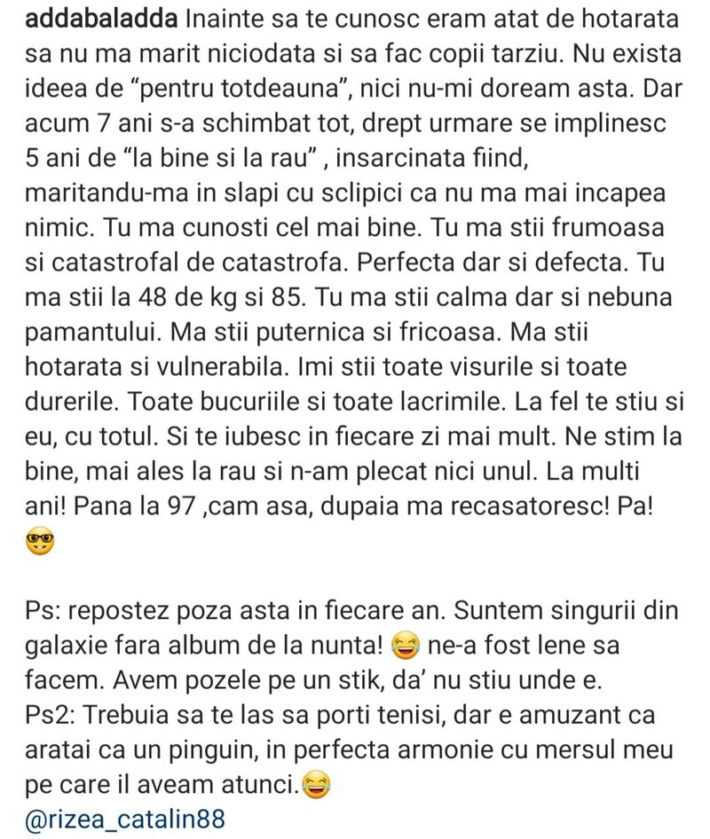 Adda, declarație de dragoste pentru soțul ei