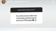 Răspunsul dat de Maria de la Survivor