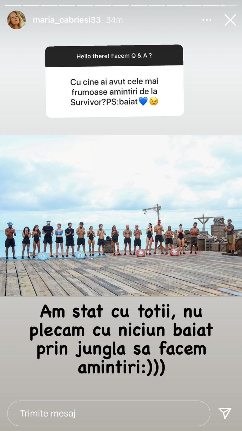 Răspunsul dat de Maria de la Survivor
