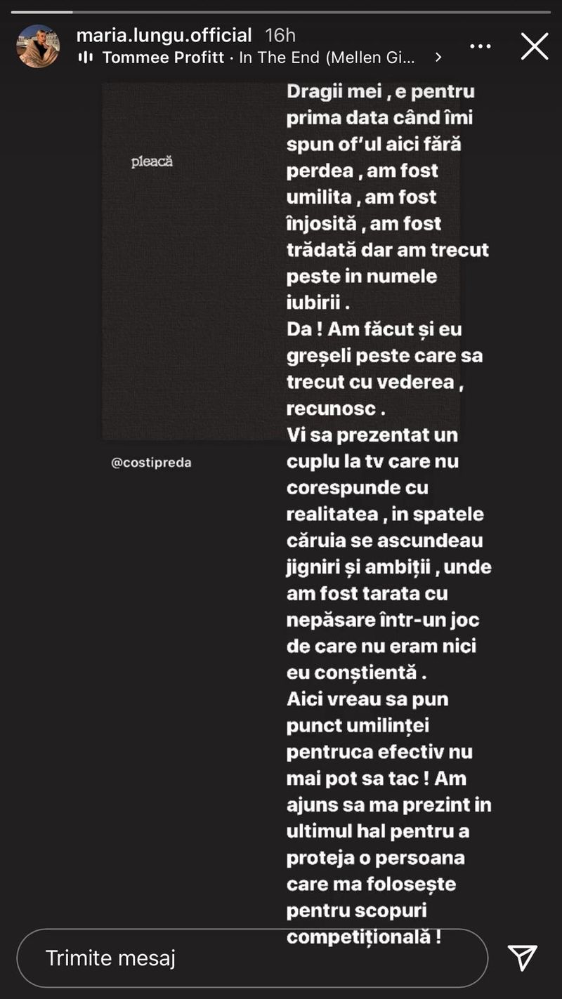 Postarea făcută de Maria de la Puterea Dragostei