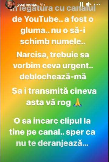 Postarea făcută de Yoannes